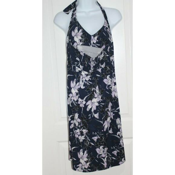 Athleta Halter Tie Top Sleeveless Blue Floral Dress Size Women's 2 - Picture 5 of 7